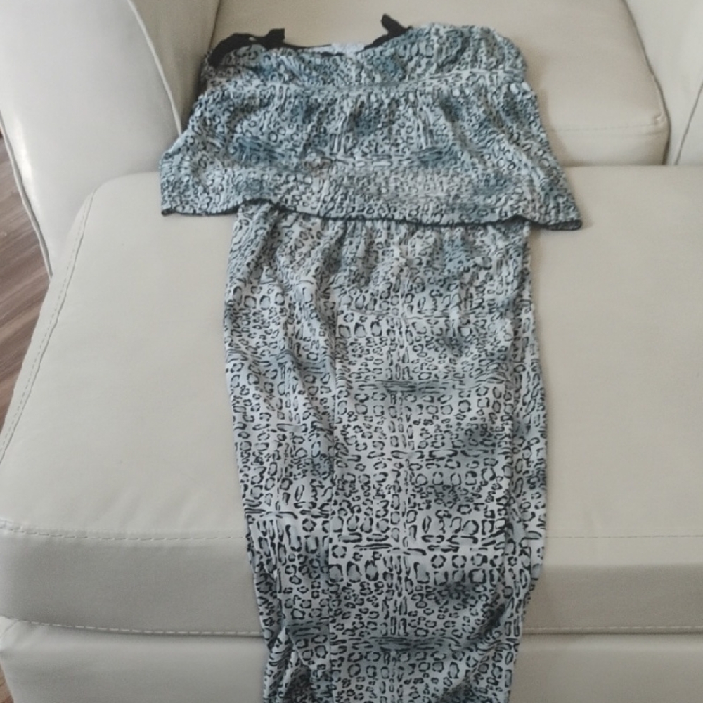 Silver Ruffled Sequin Off the Shoulder Pajamas